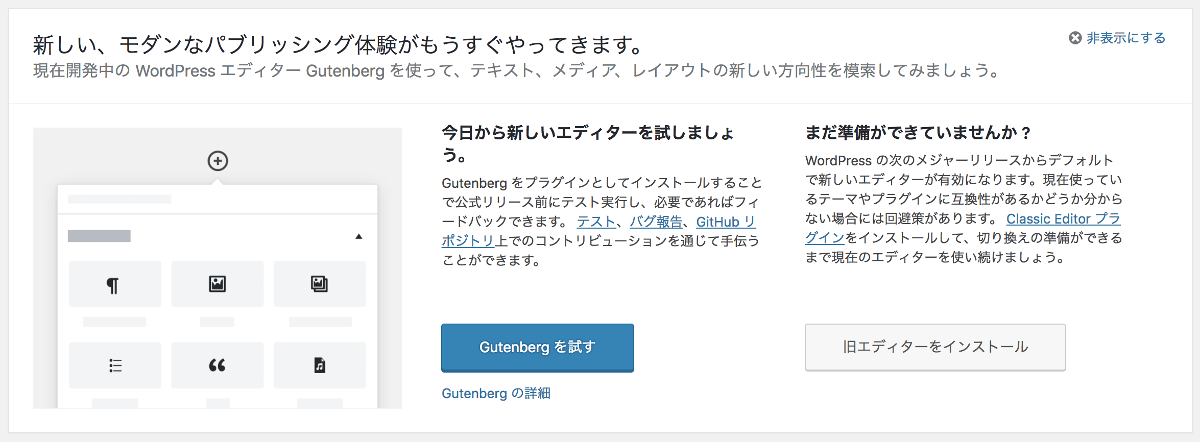 Gutenberg を試す